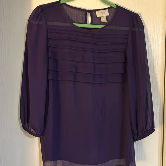 LOFT size M purple three quarter sleeve blouse - Picture 1 of 4